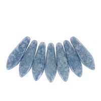 Czech Glass Daggers kralen 5x16mm Chalk white teracota blue 03000-15464